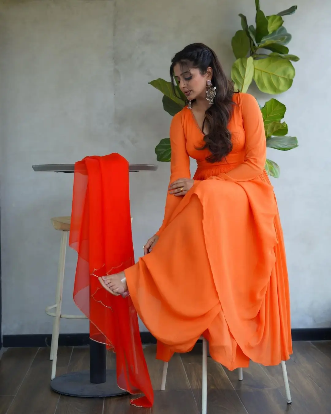 PRIYAMANI IN SOUTH INDIAN TRADITIONAL ORANGE GOWN 5